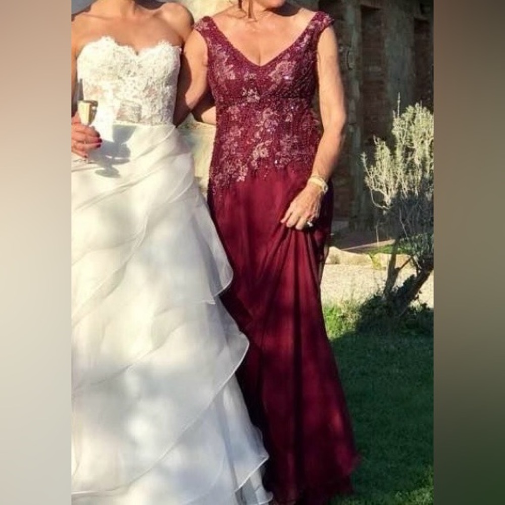 Crimson Ball Gown with Beading